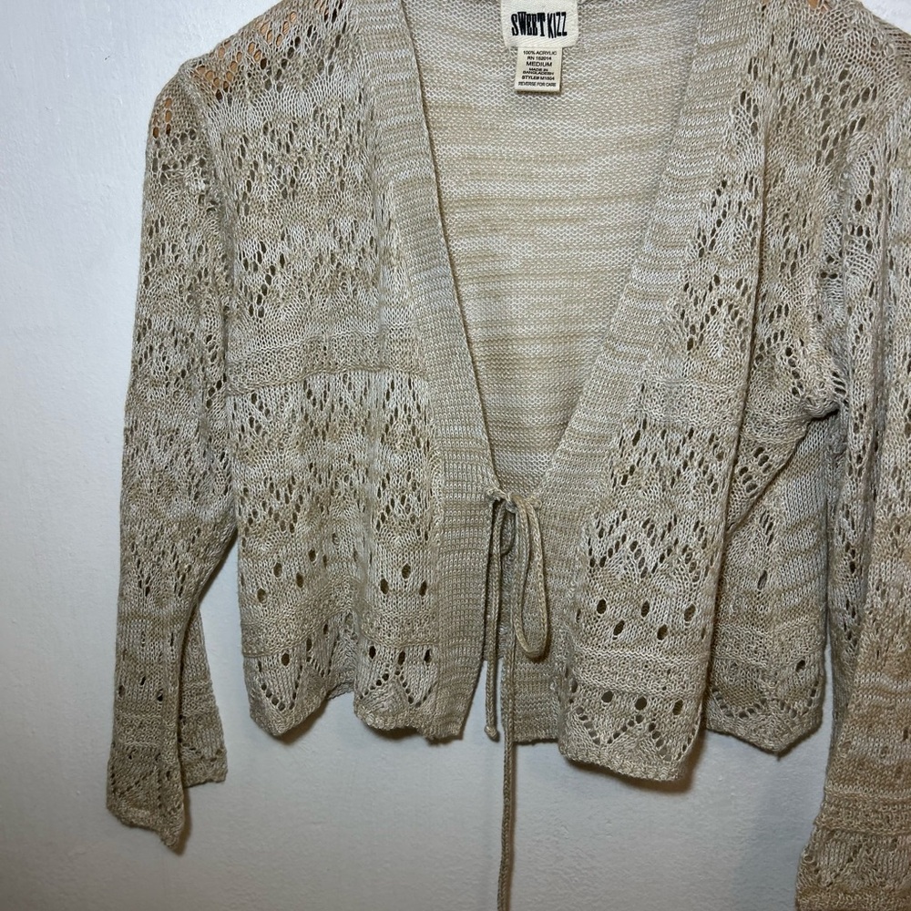 Beige Knit Cardigan Sweater